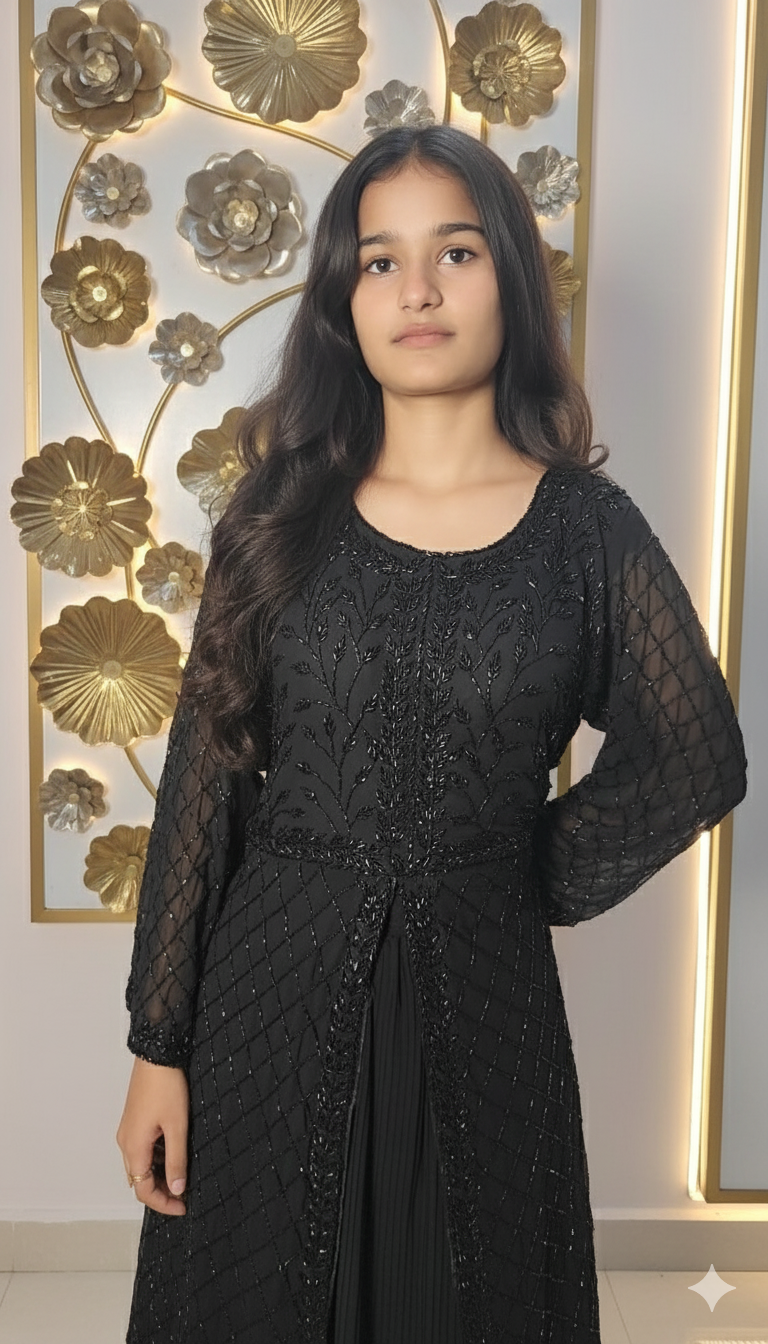 Girls Handwork Black Gown