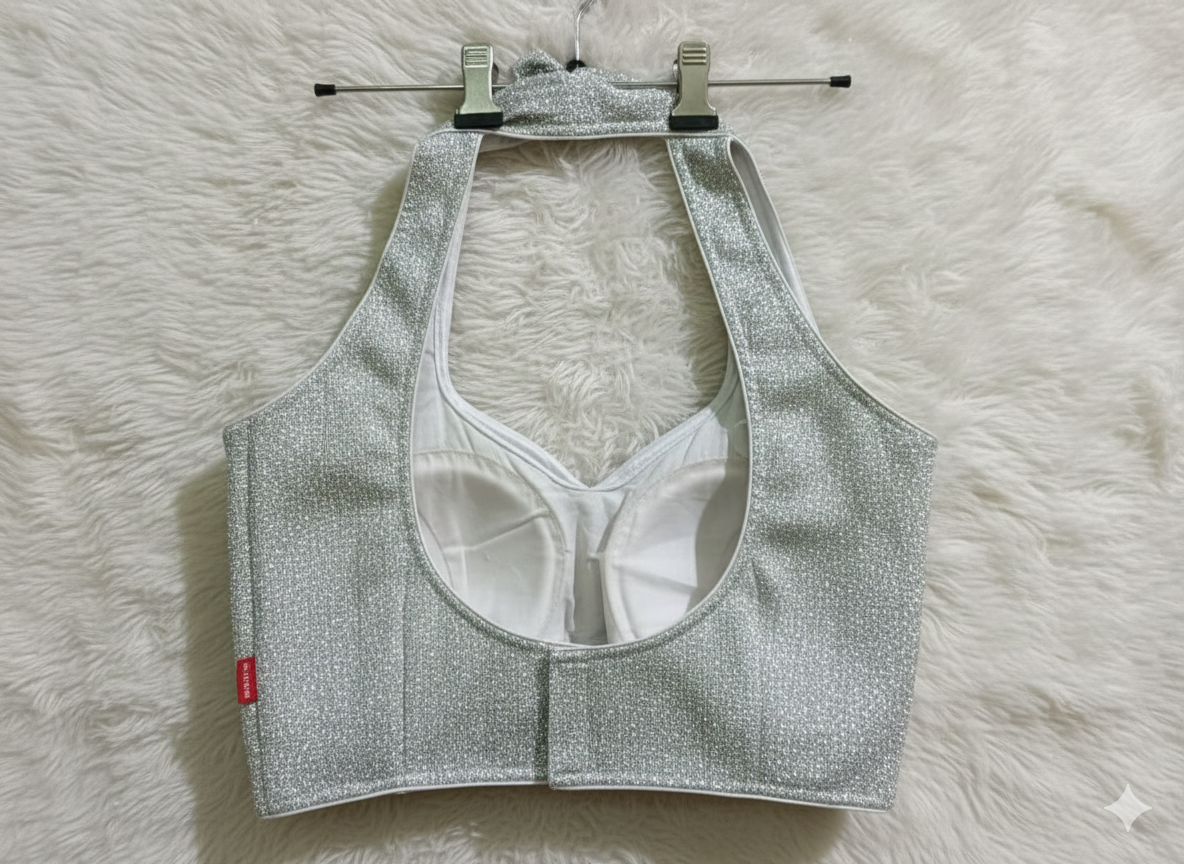 Fitted silver blouse peace for festival