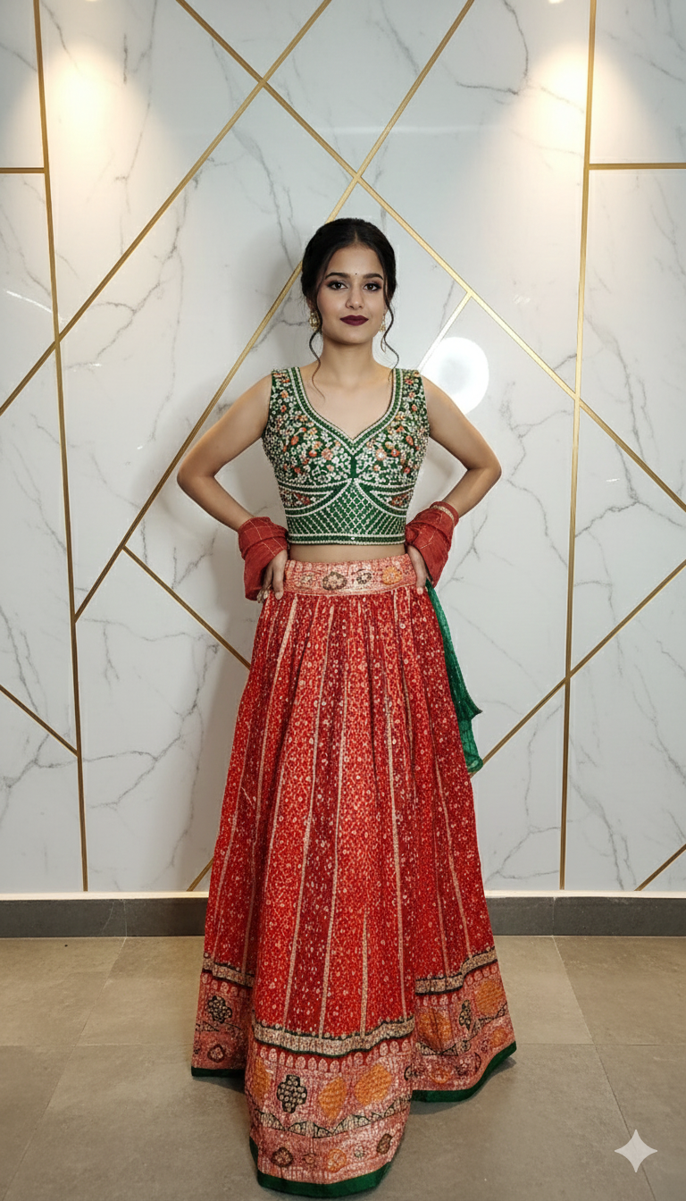 Designer party wear lehenga choli Jaipuri style 