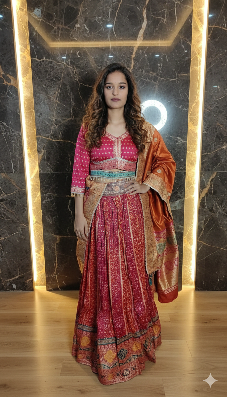 Designer party wear lehenga choli Jaipuri style 