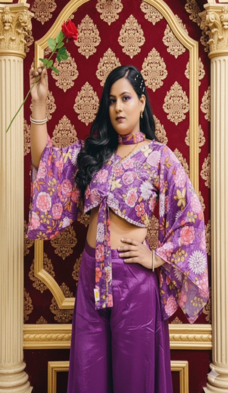 Purple Crop Top with Sharara