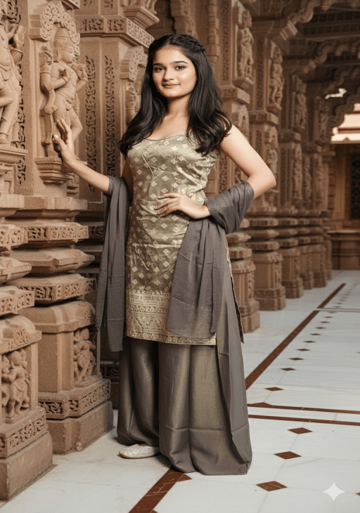 Women Olive Kora Muslin Suit Set