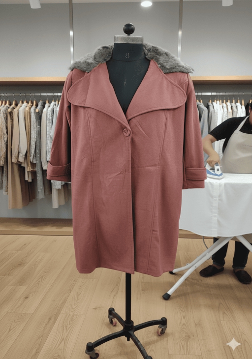 Girls Fur Collar Rose Pink 