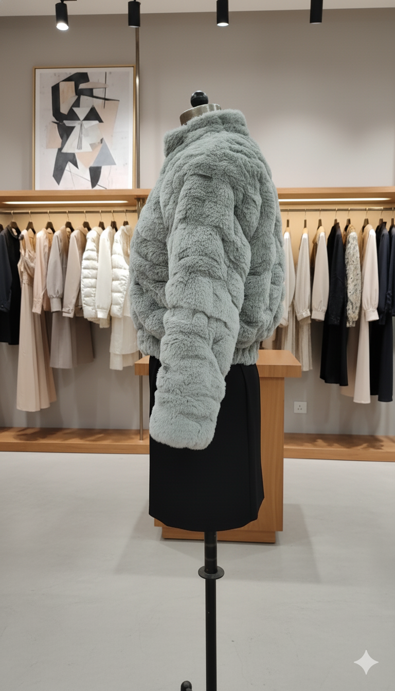 FurMist Girlsâ€™ Faux Fur Grey Jacket