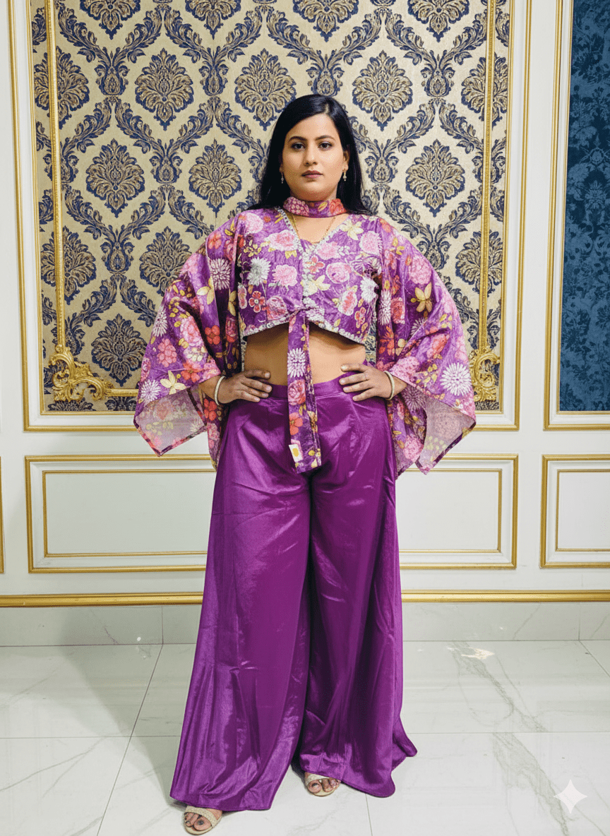 Purple Crop Top with Sharara