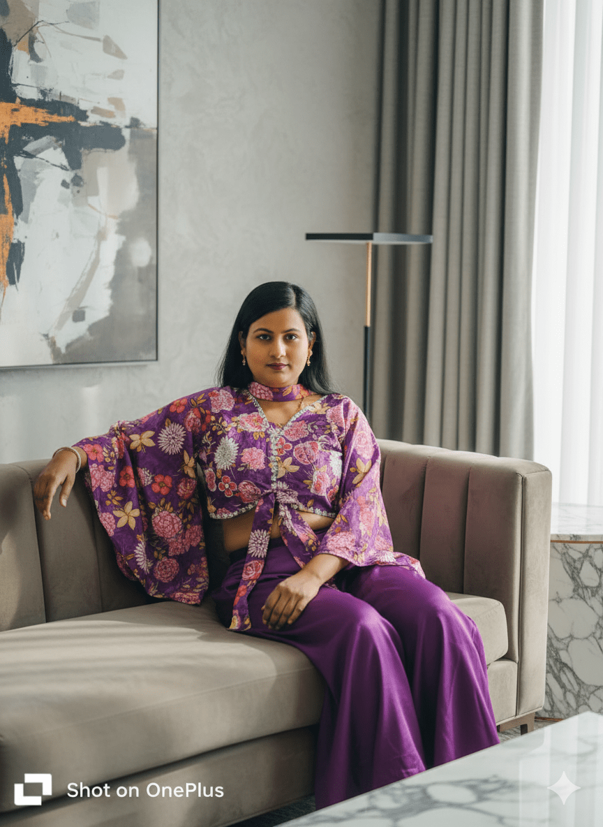 Purple Crop Top with Sharara