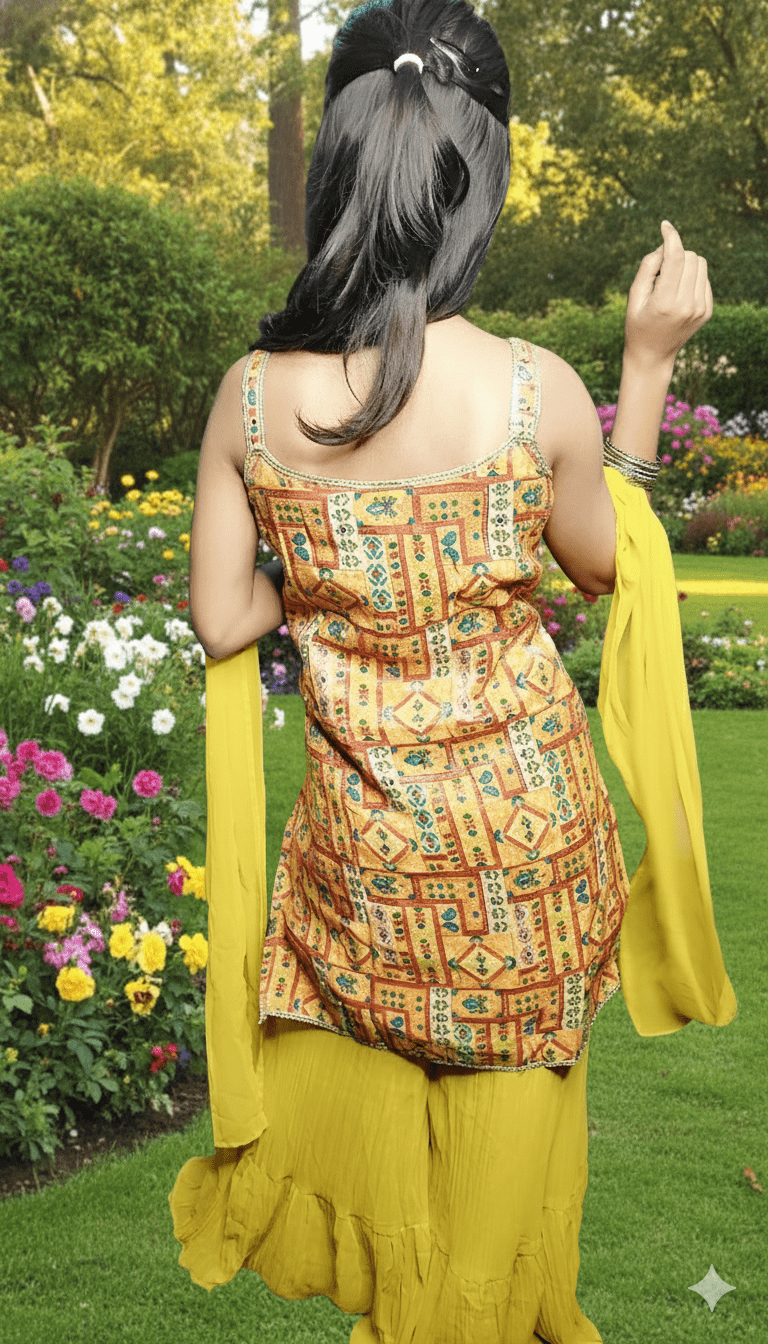 Women Yellow Kora Muslin Suit Set