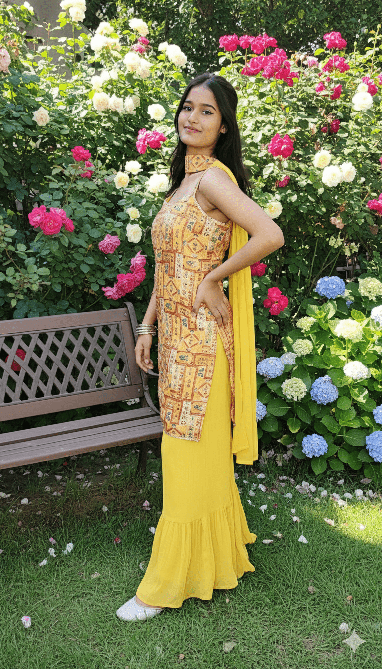 Women Yellow Kora Muslin Suit Set