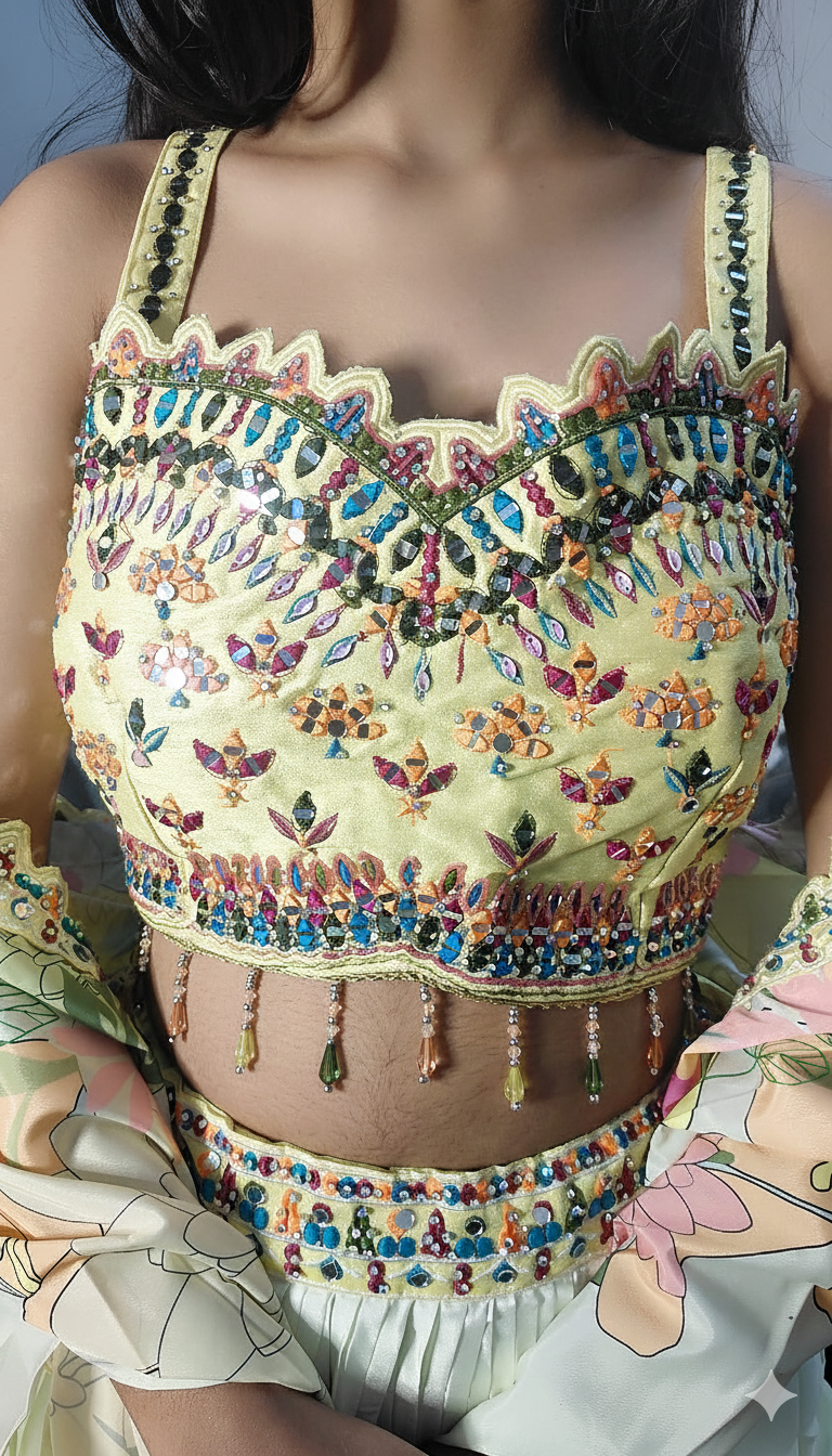 Designer lehenga choli with Shrug