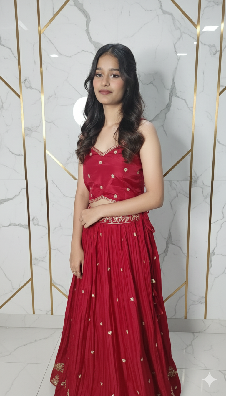 Designer party wear three pieces jacket lehenga and blouse 