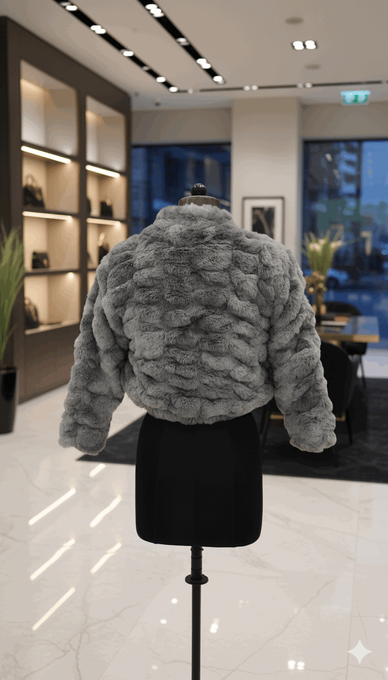 FurMist Girlsâ€™ Faux Fur Grey Jacket